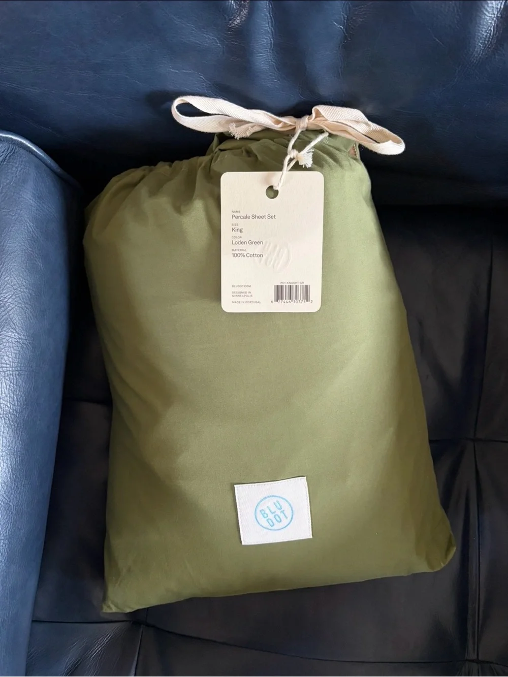 Blu Dot Percale Sheet Set - Loden Green King New With Tags